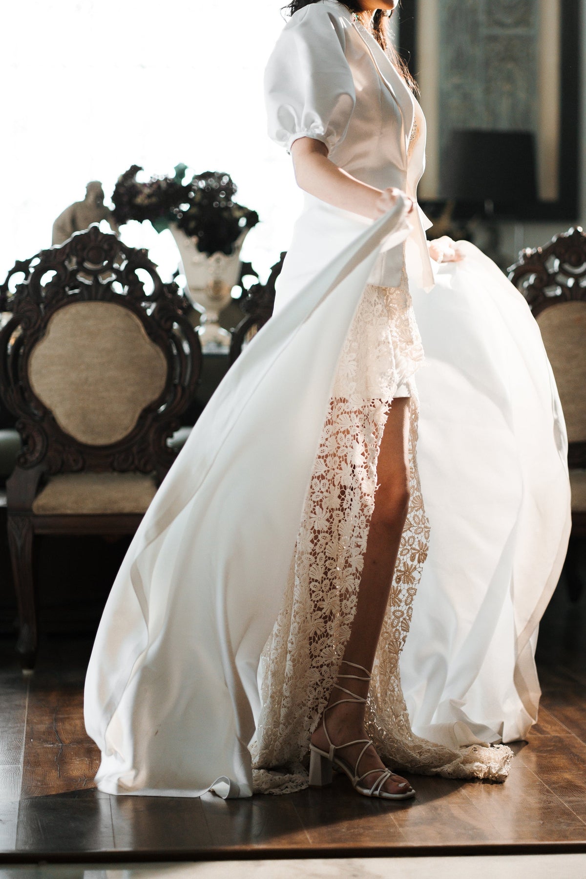 Ivory blazer set with lace trail – photo 5