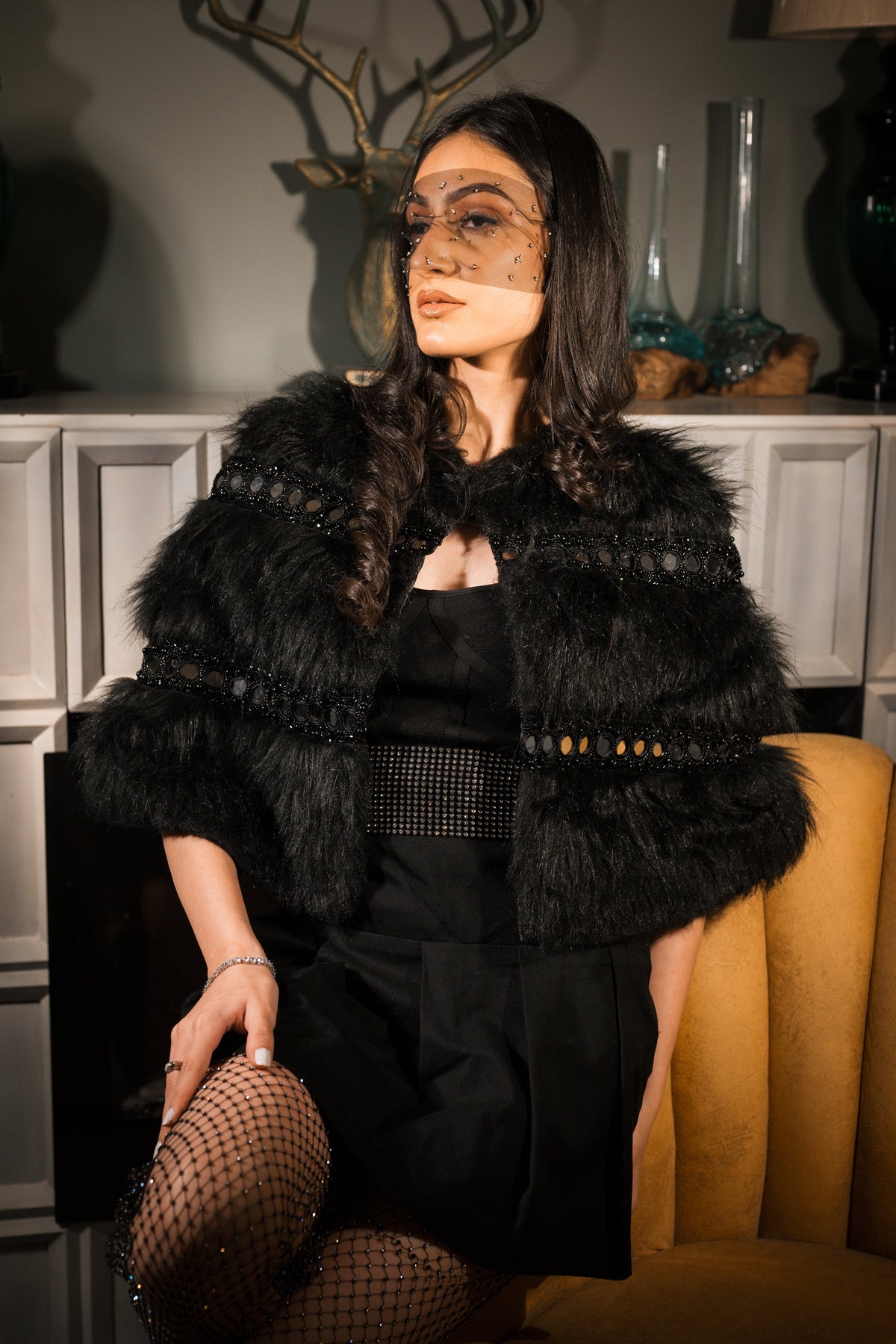 Black mirror work fur cape – photo 6