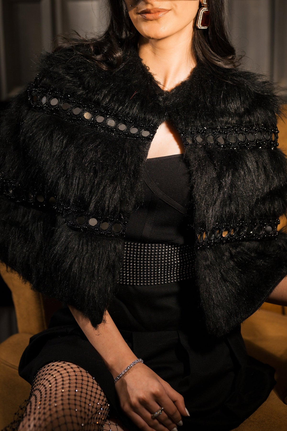 Black mirror work fur cape – photo 2