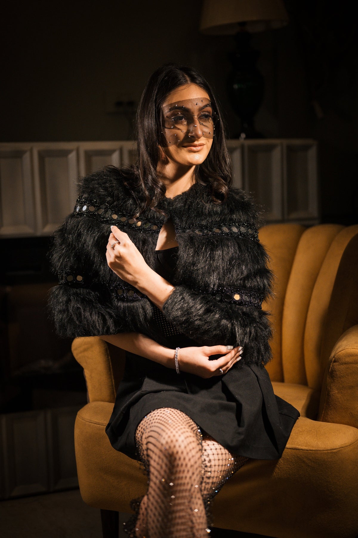 Black mirror work fur cape – photo 4