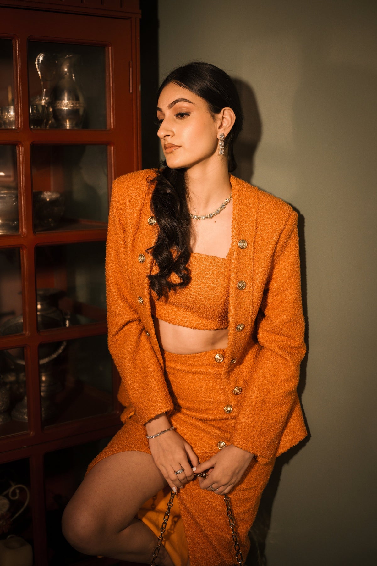 Orange woolen blazer set – photo 7