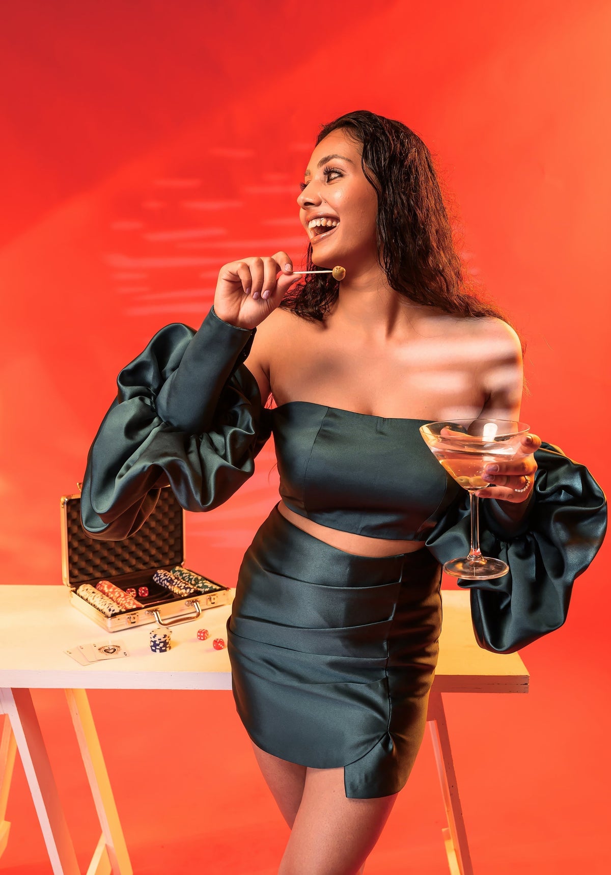 Emerald Green Crop Top and Skirt Set – photo 4