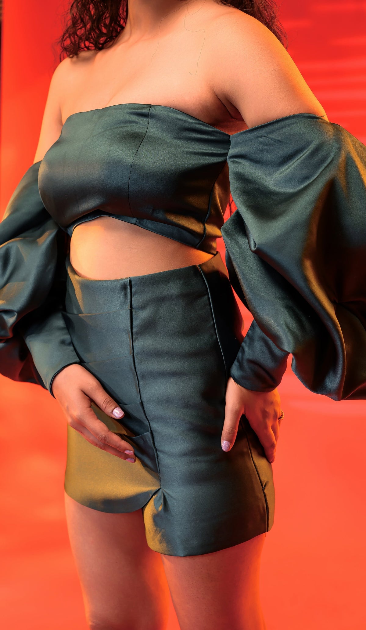 Emerald Green Crop Top and Skirt Set – photo 7