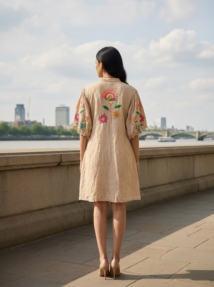 Prairie Breeze Hand-Embroidered Dress