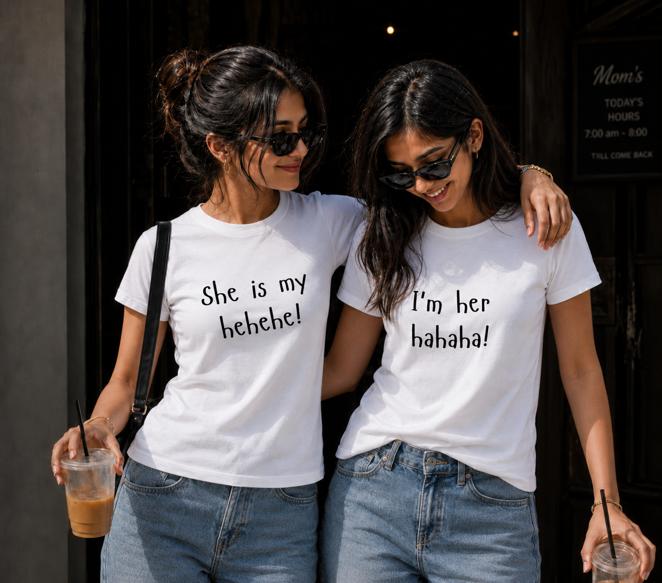 She Is My Hehehe / I'm Her Hahaha Unisex Matching T-Shirts – Regular Fit, White & White, product view