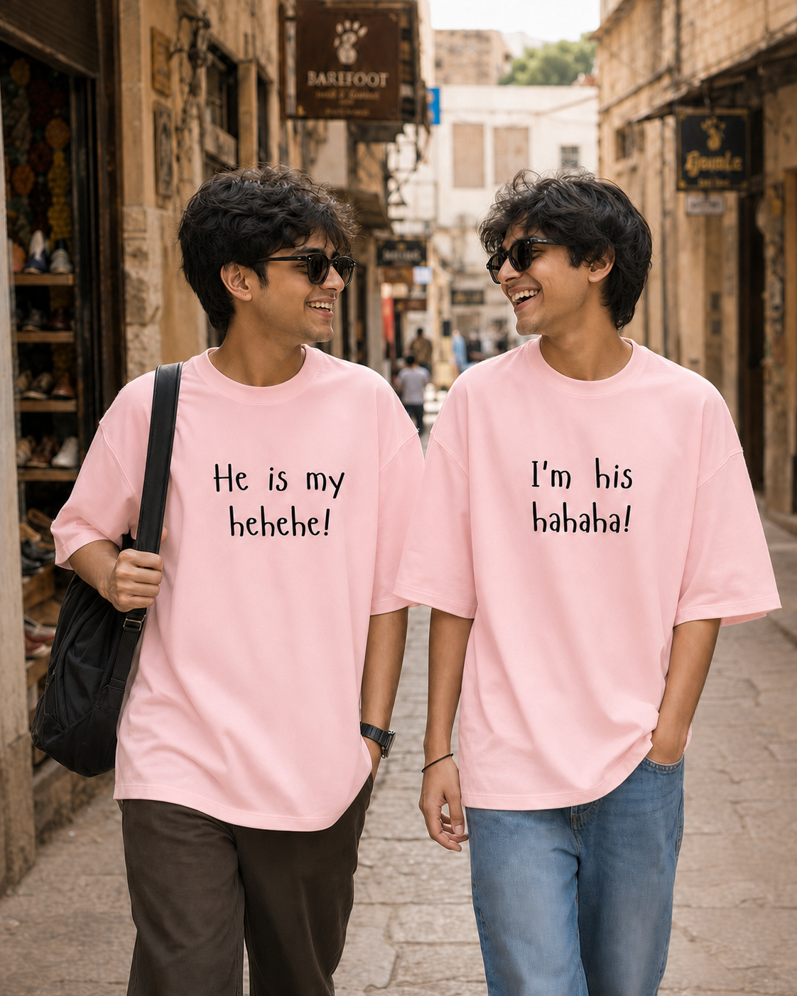 HEHEHE / HAHAHA PERSONALISED UNISEX T-SHIRTS - MATCHING SET