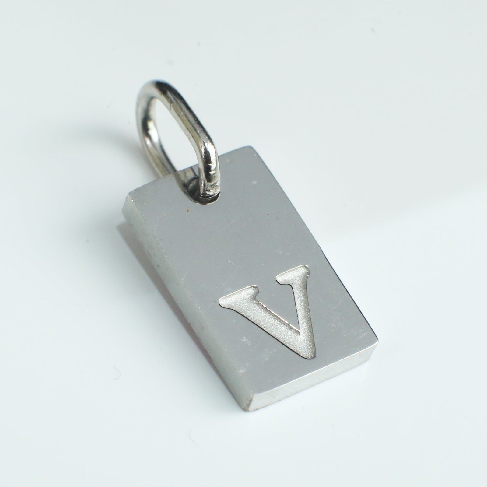 Dainty Alphabet Charm Silver  - V