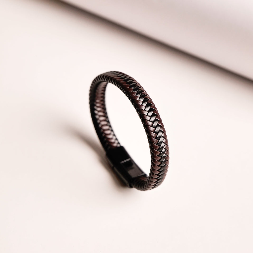 Two Tone Leather Bracelet for Men – photo 2