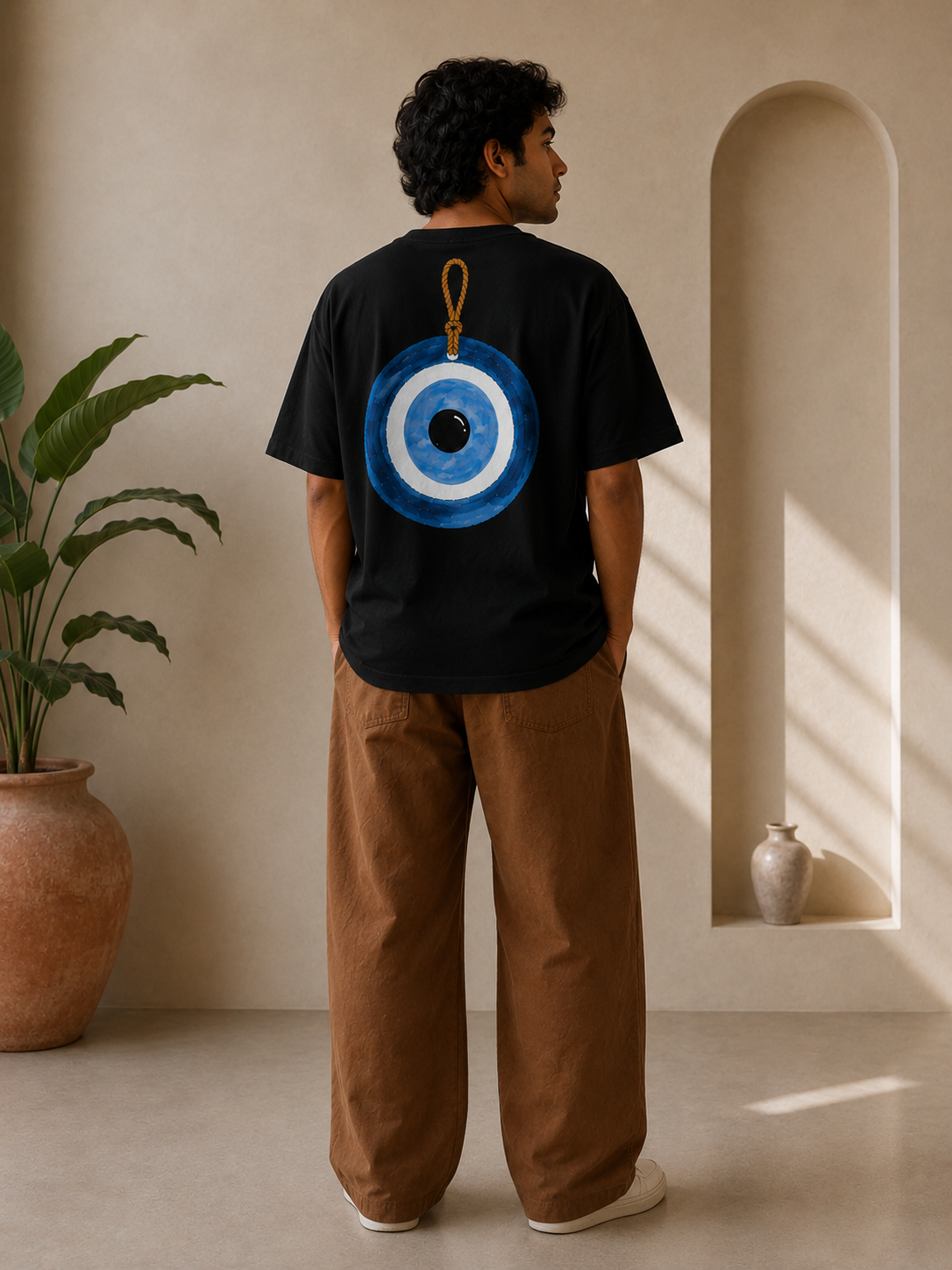 Evil Eye Charm Unisex Oversized Tee