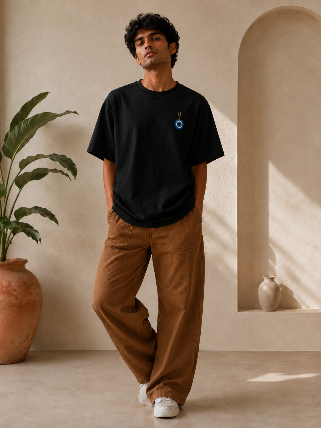 Evil Eye Charm Unisex Oversized Tee