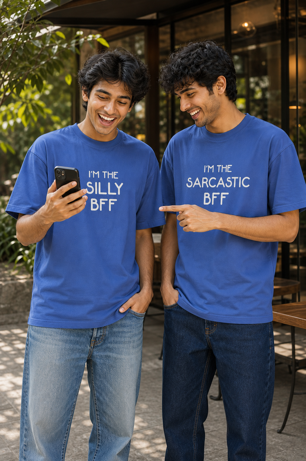 Sassy BFF / Silly BFF / Sarcastic BFF Unisex Matching T-Shirts – White Blue