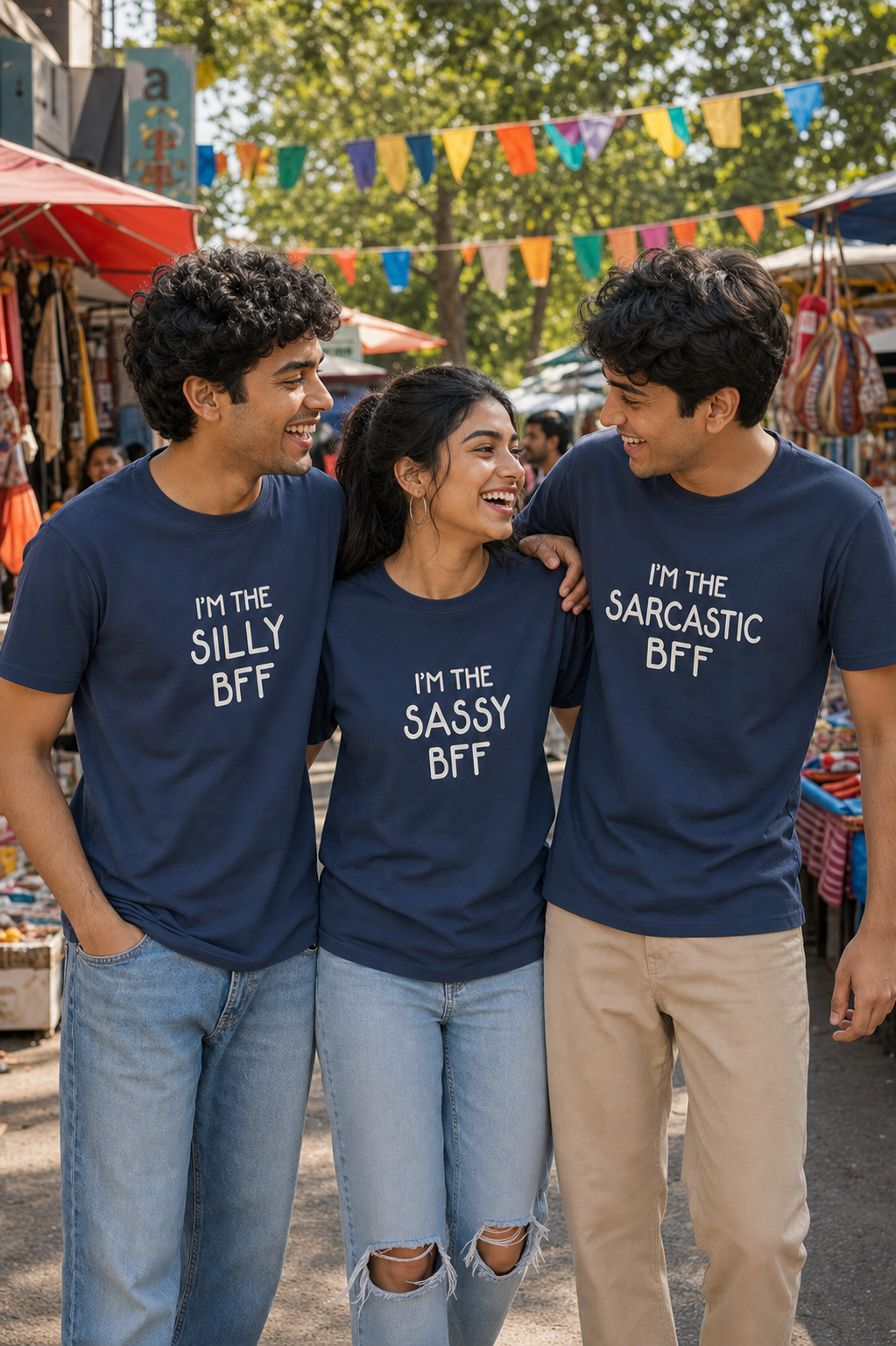 Sassy BFF / Silly BFF / Sarcastic BFF Unisex Matching T-Shirts – White Navy Blue