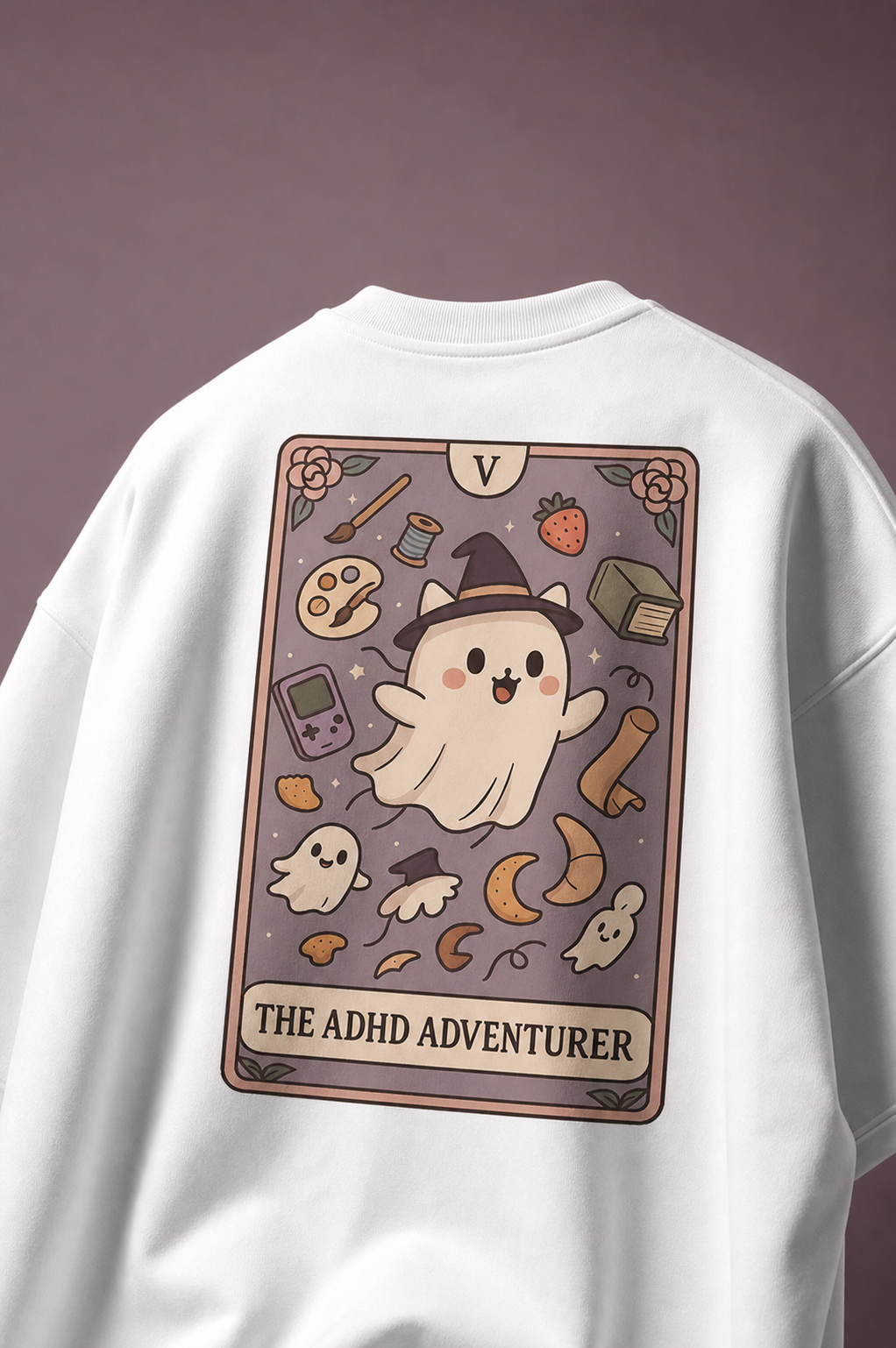 ADHD Adventurer Unisex Oversized Tee in white - back