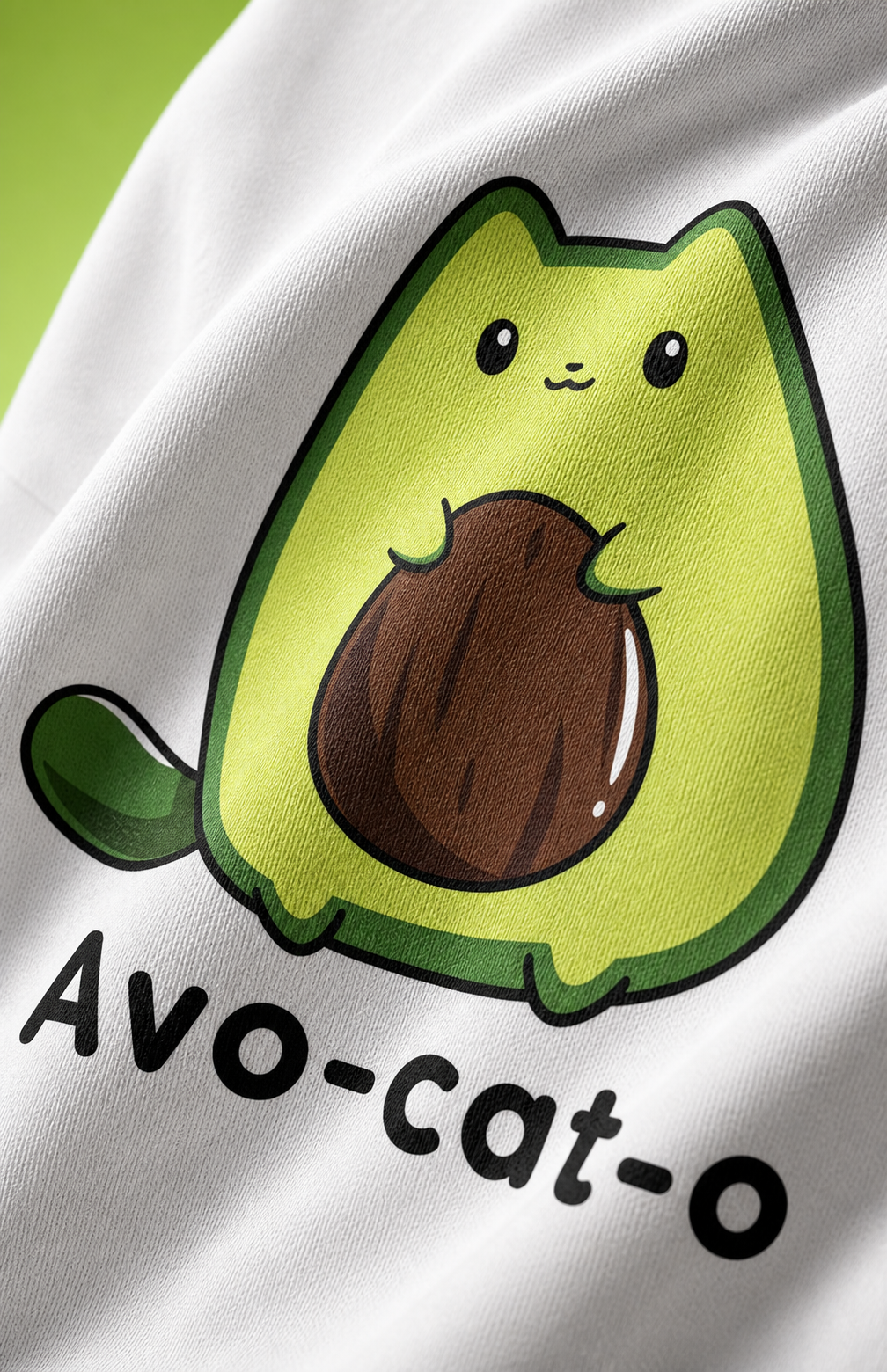 Avo-cat-o Unisex Oversized Tee in white - closeup