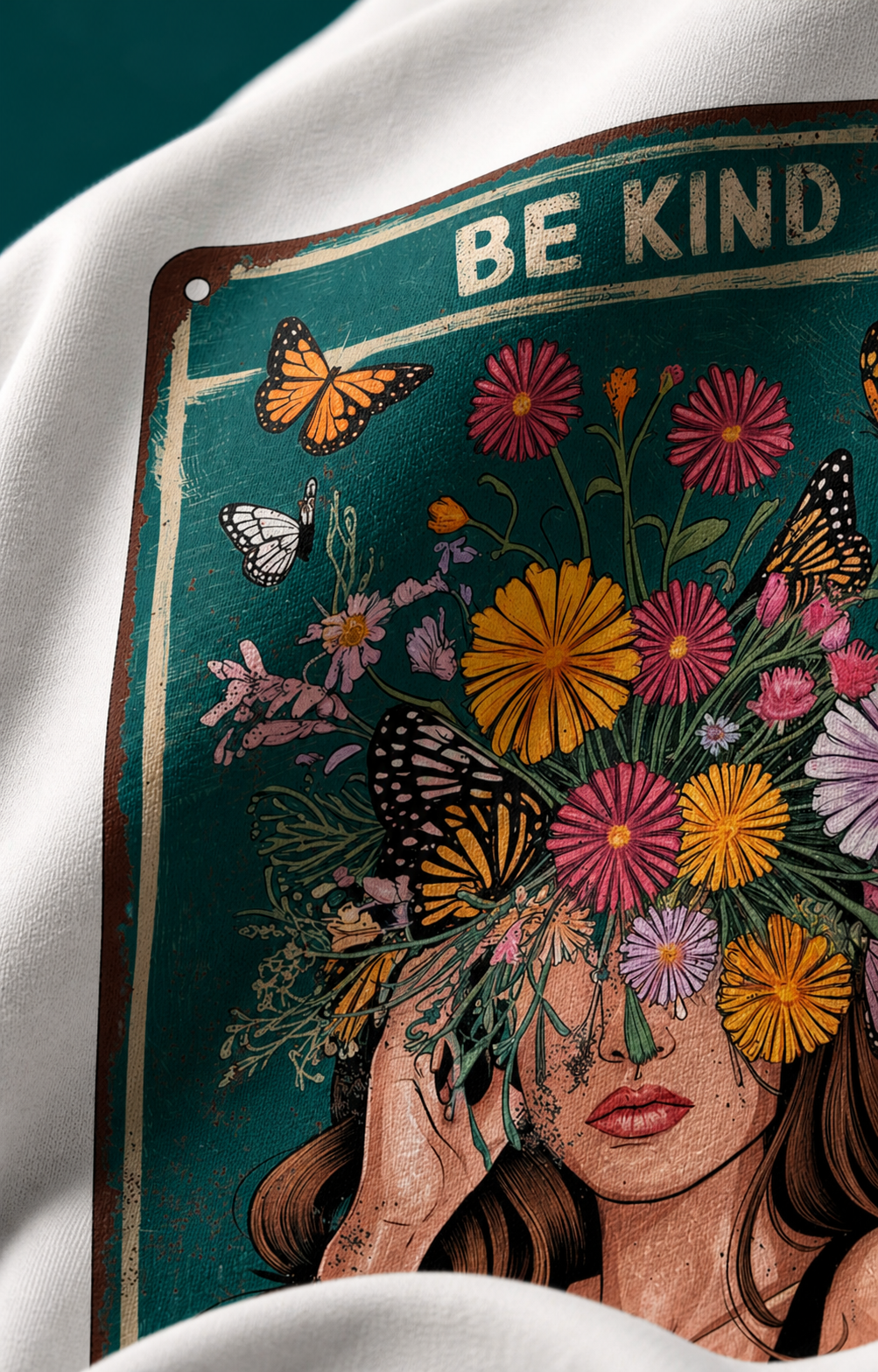 Be Kind To Your Mind Unisex Oversized Tee - print close-up