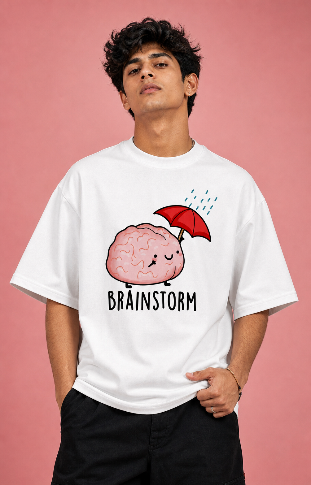 Brainstorm Unisex Oversized Tee - male model styling