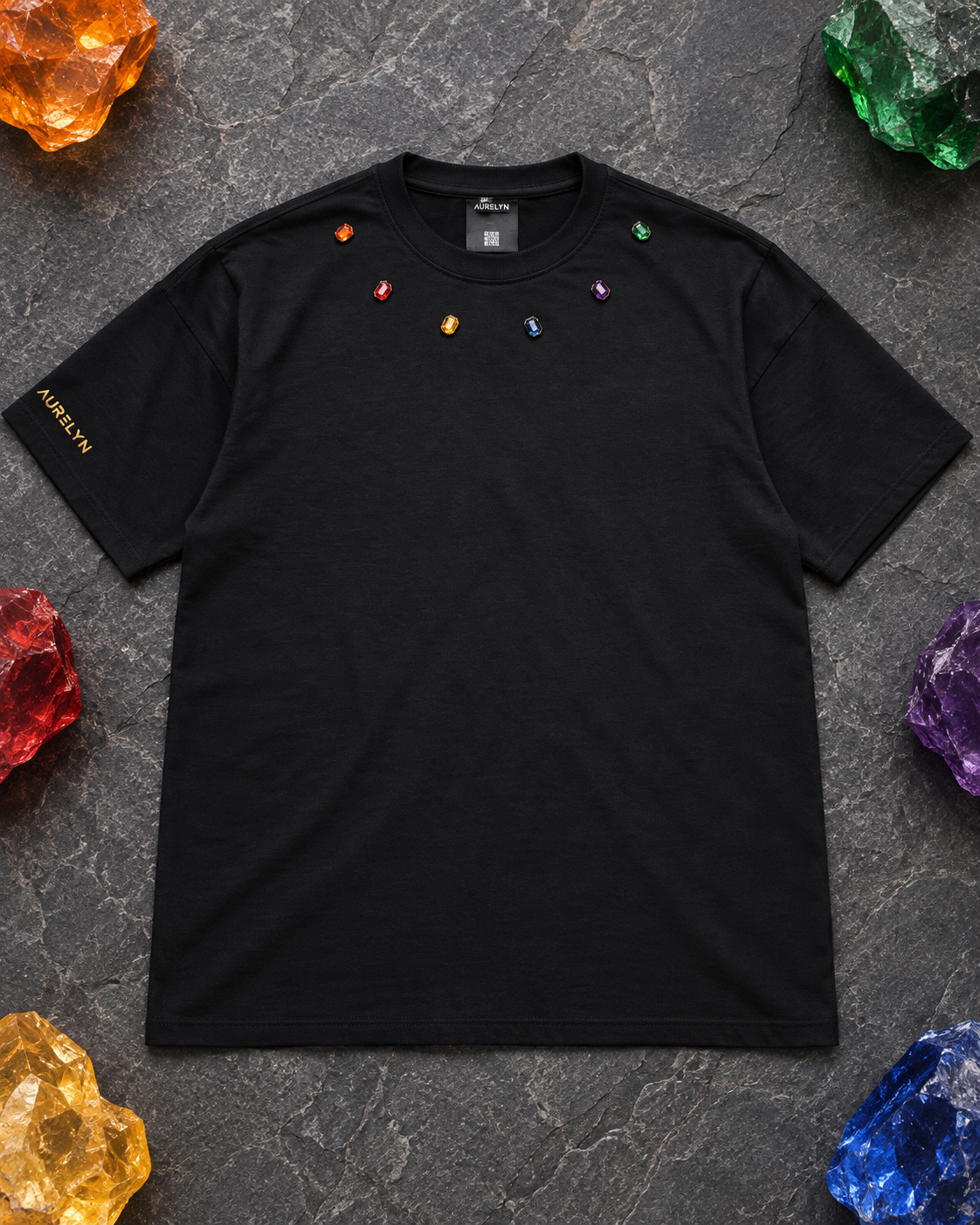 Cosmic Code Infinity Stones — Black — Curved row — product view #Color_Black#Stone design_Curved row