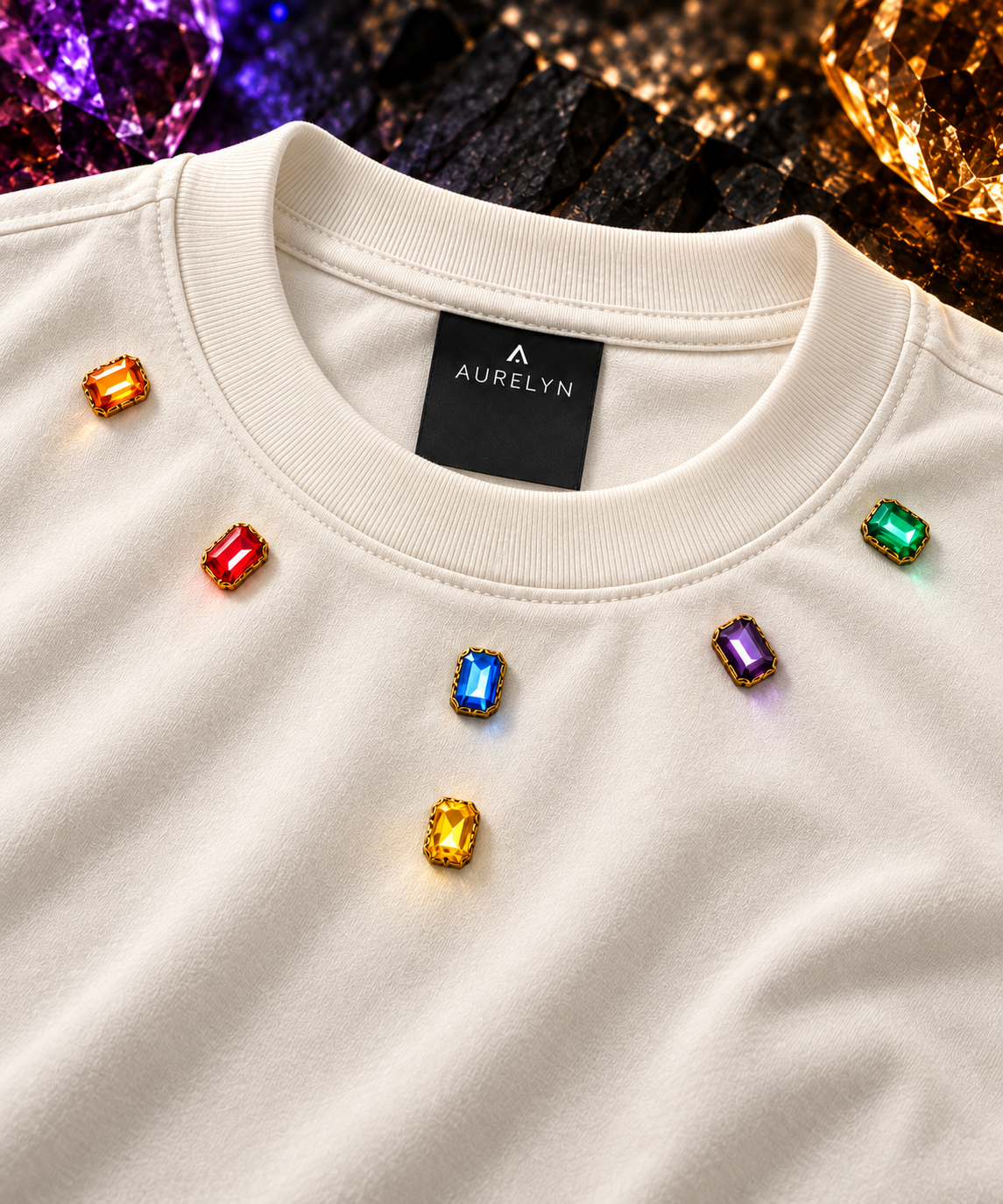 Cosmic Code Infinity Stones — Off White — V arrangement — artwork detail #Color_Off White#Stone design_V arrangement