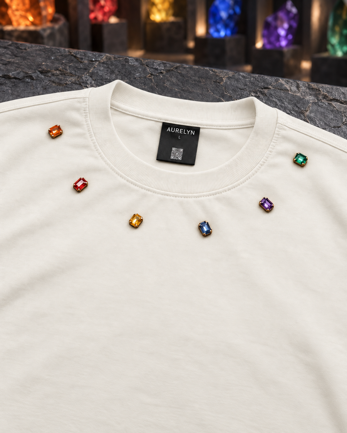 Cosmic Code Infinity Stones — Off White — Curved row — artwork detail #Color_Off White#Stone design_Curved row