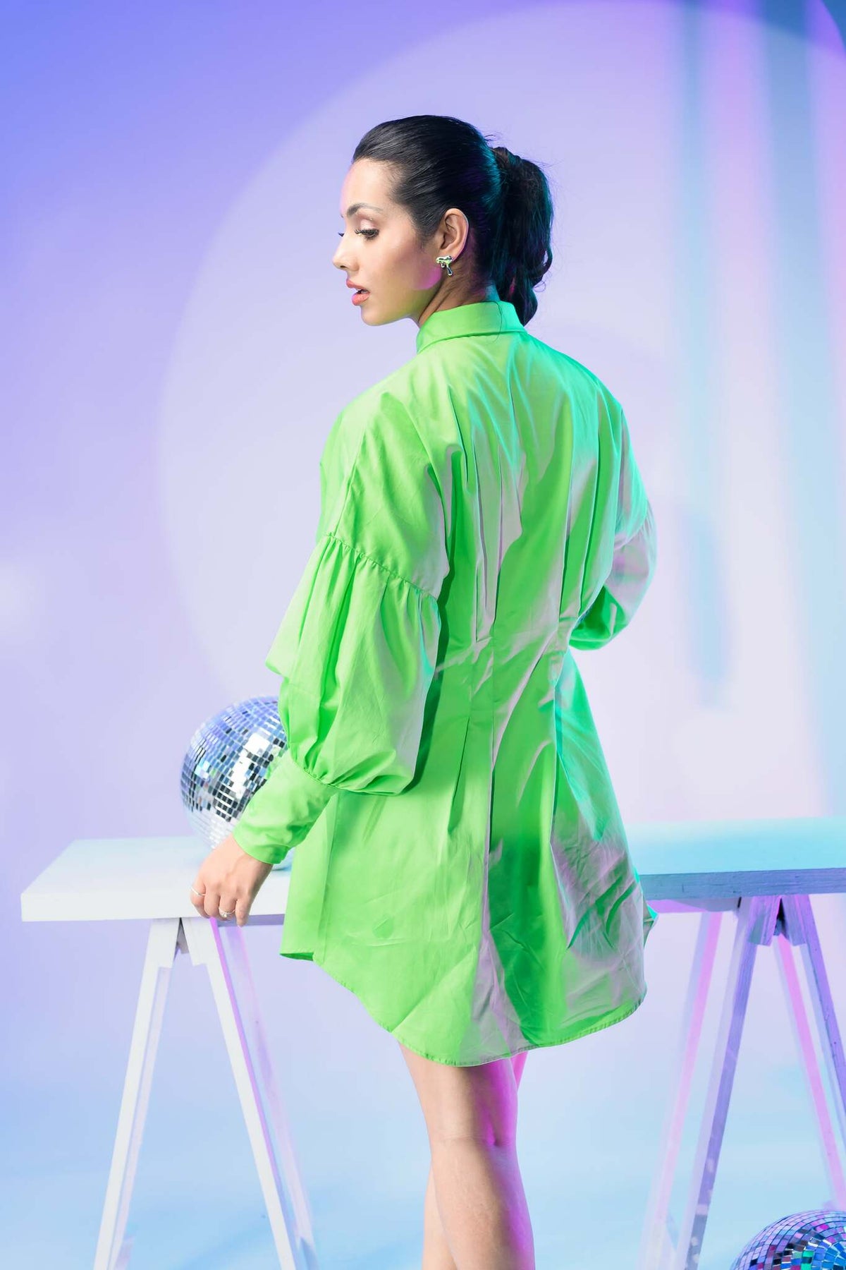 Green cotton shirt dress – photo 3