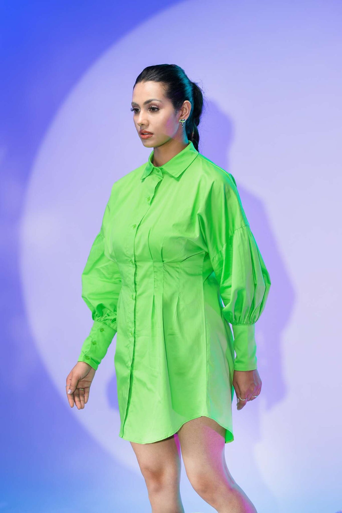 Green cotton shirt dress – photo 6