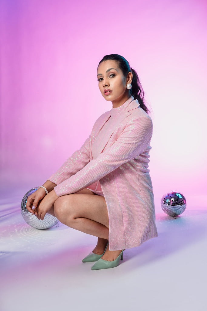 Pink sequence three piece blazer set – photo 7