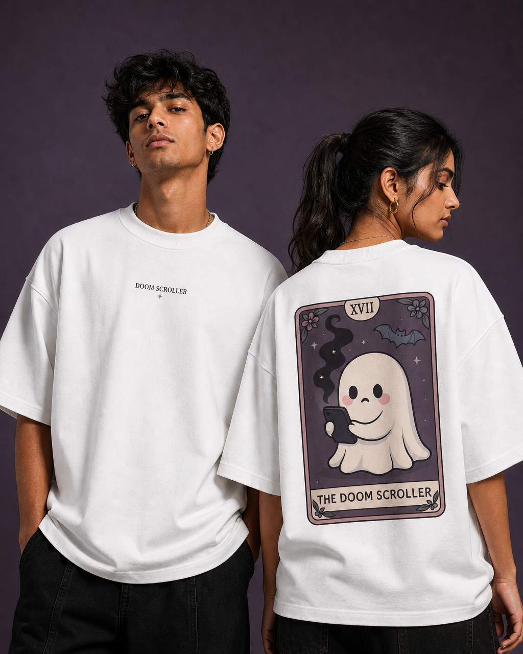 The Doom Scroller Unisex Oversized Tee - front view