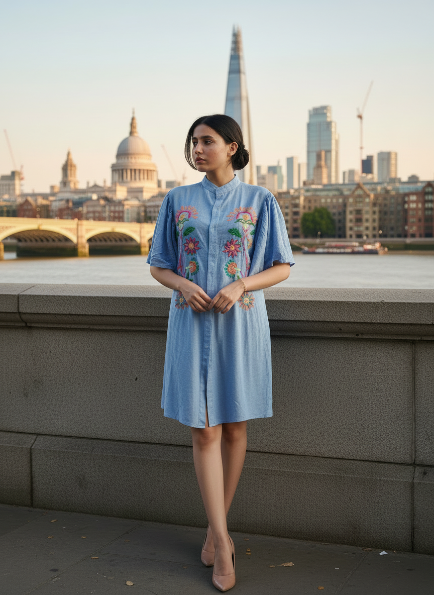 Prairie Breeze Hand-Embroidered Dress