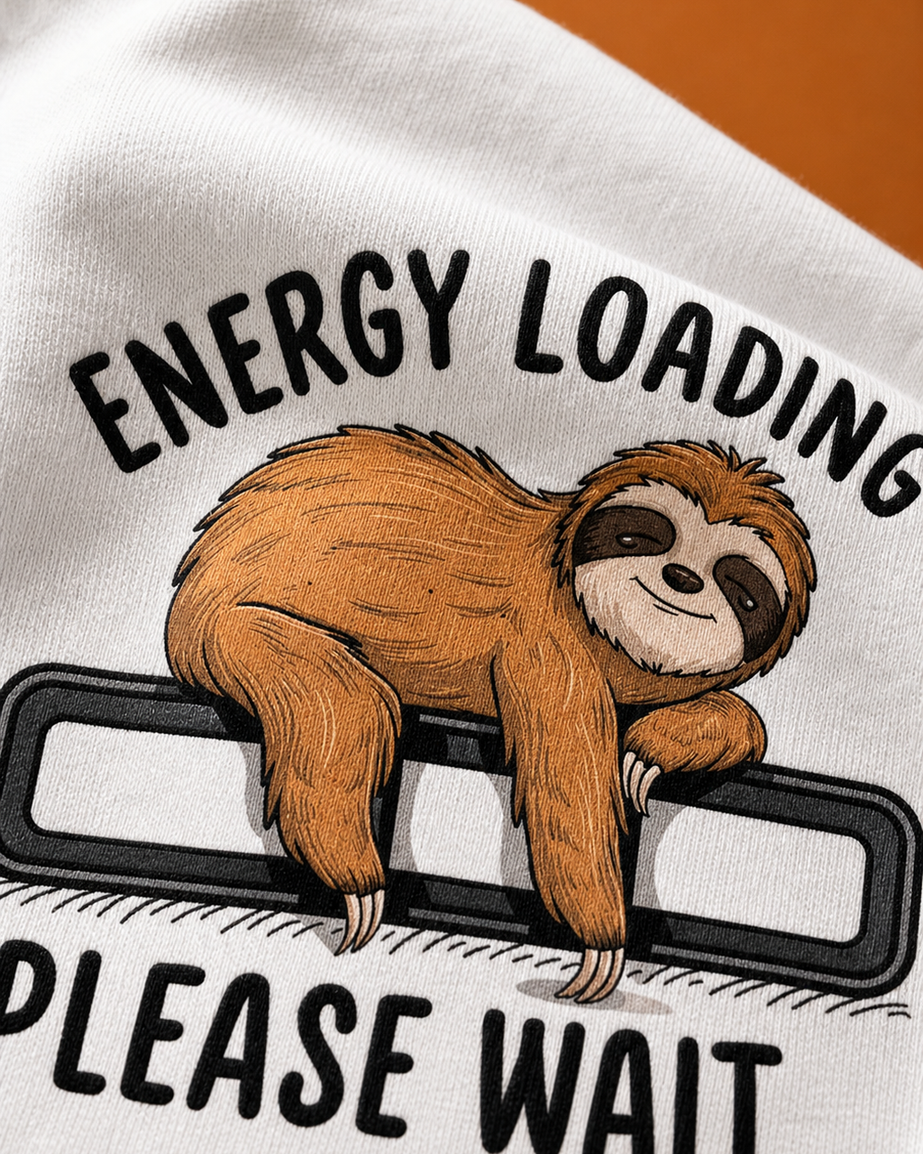 Energy Loading Please Wait Unisex Oversized Tee in white - closeup
