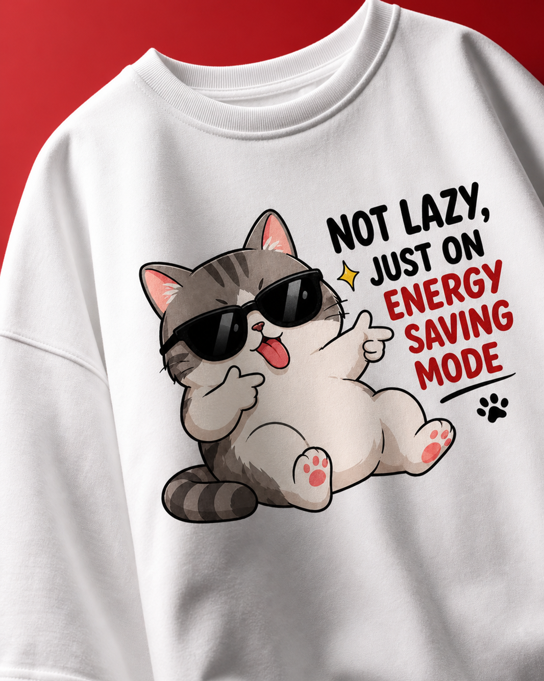 Energy Saving Mode Unisex Oversized Tee in white - front
