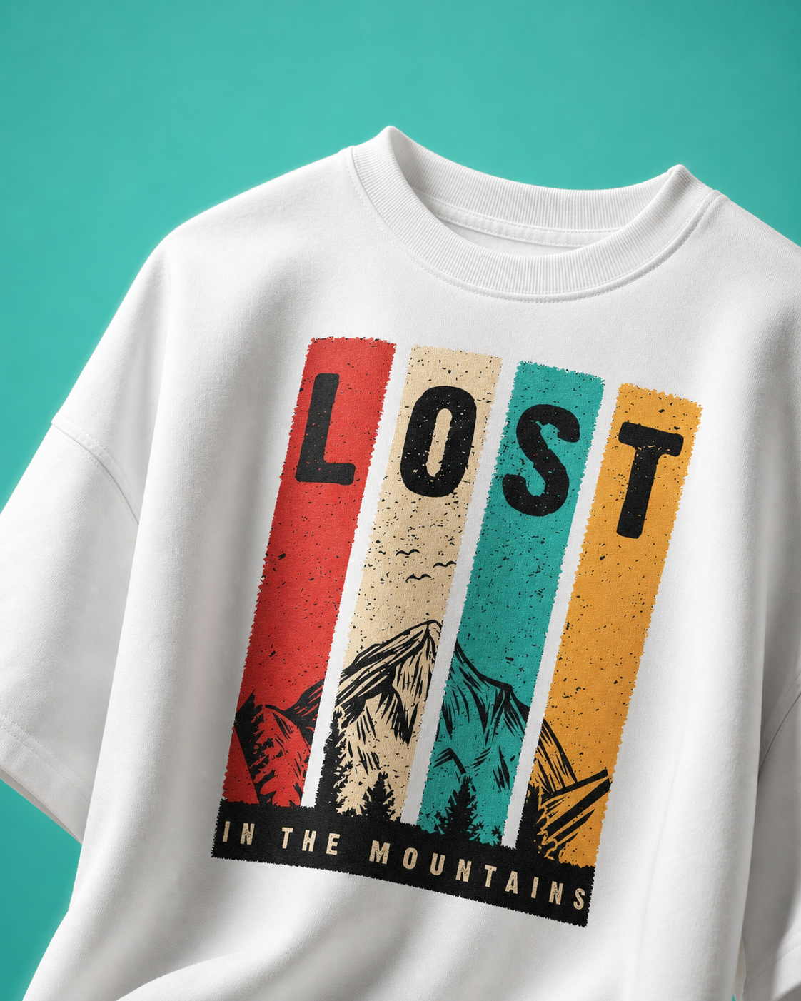 Lost In The Mountains Unisex Oversized Tee in white - front