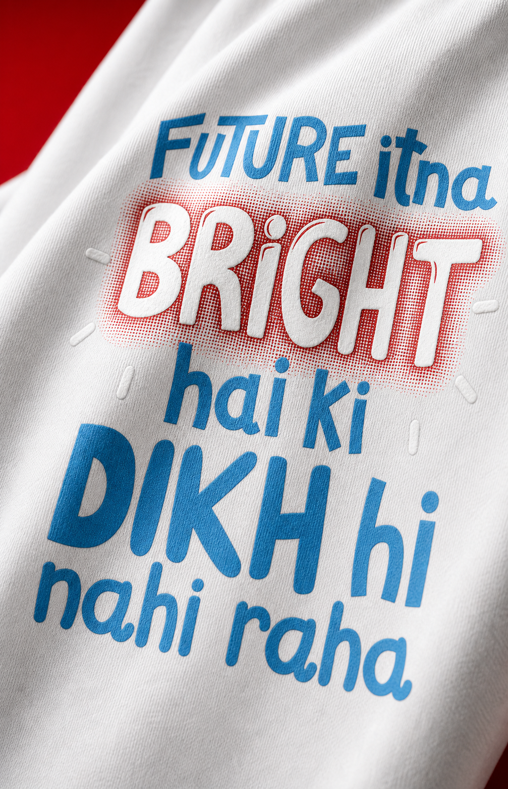 Future Itna Bright Unisex Oversized Tee in white - closeup