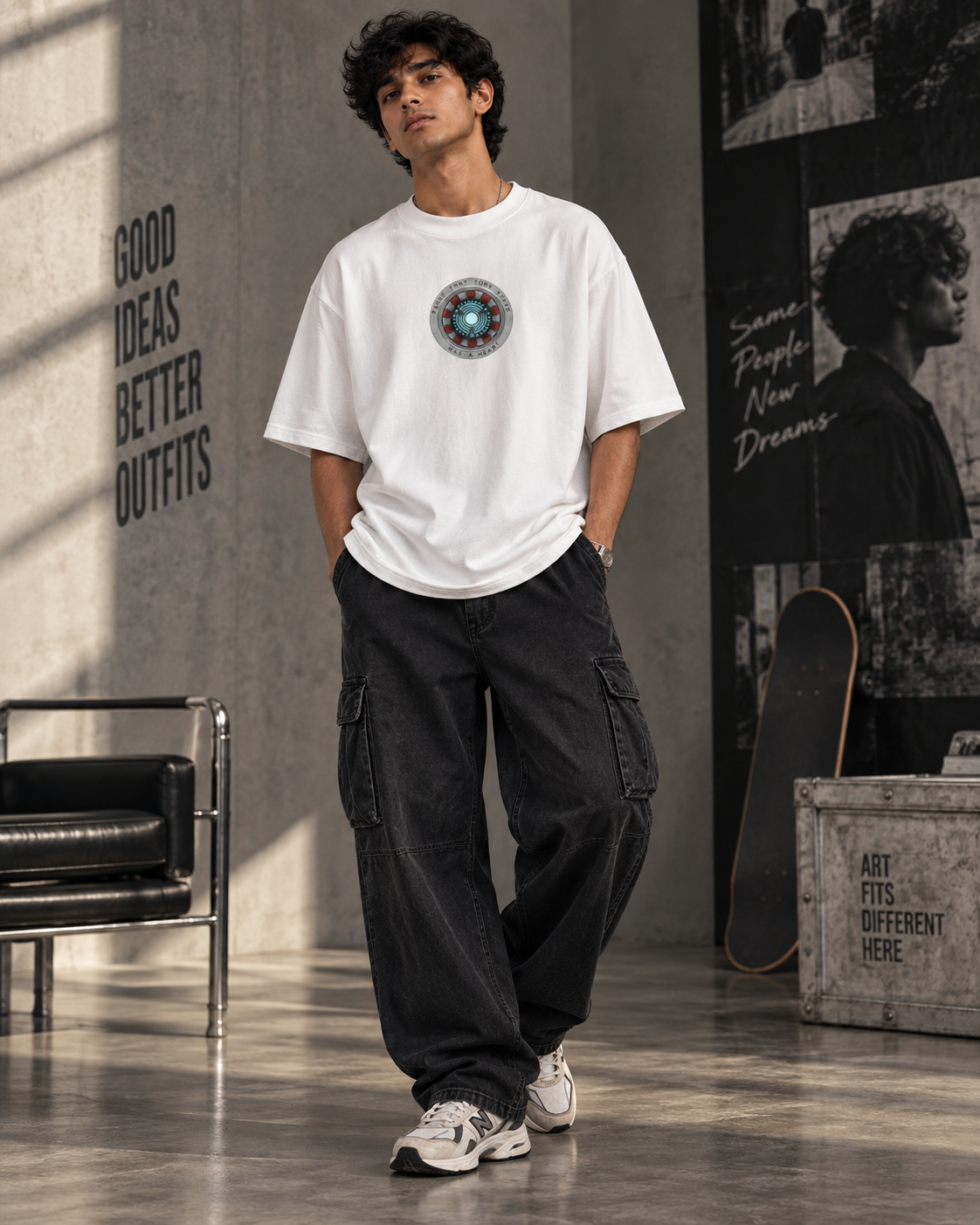Heart of a Hero Arc Reactor — Off White — oversized styling #Color_Off White