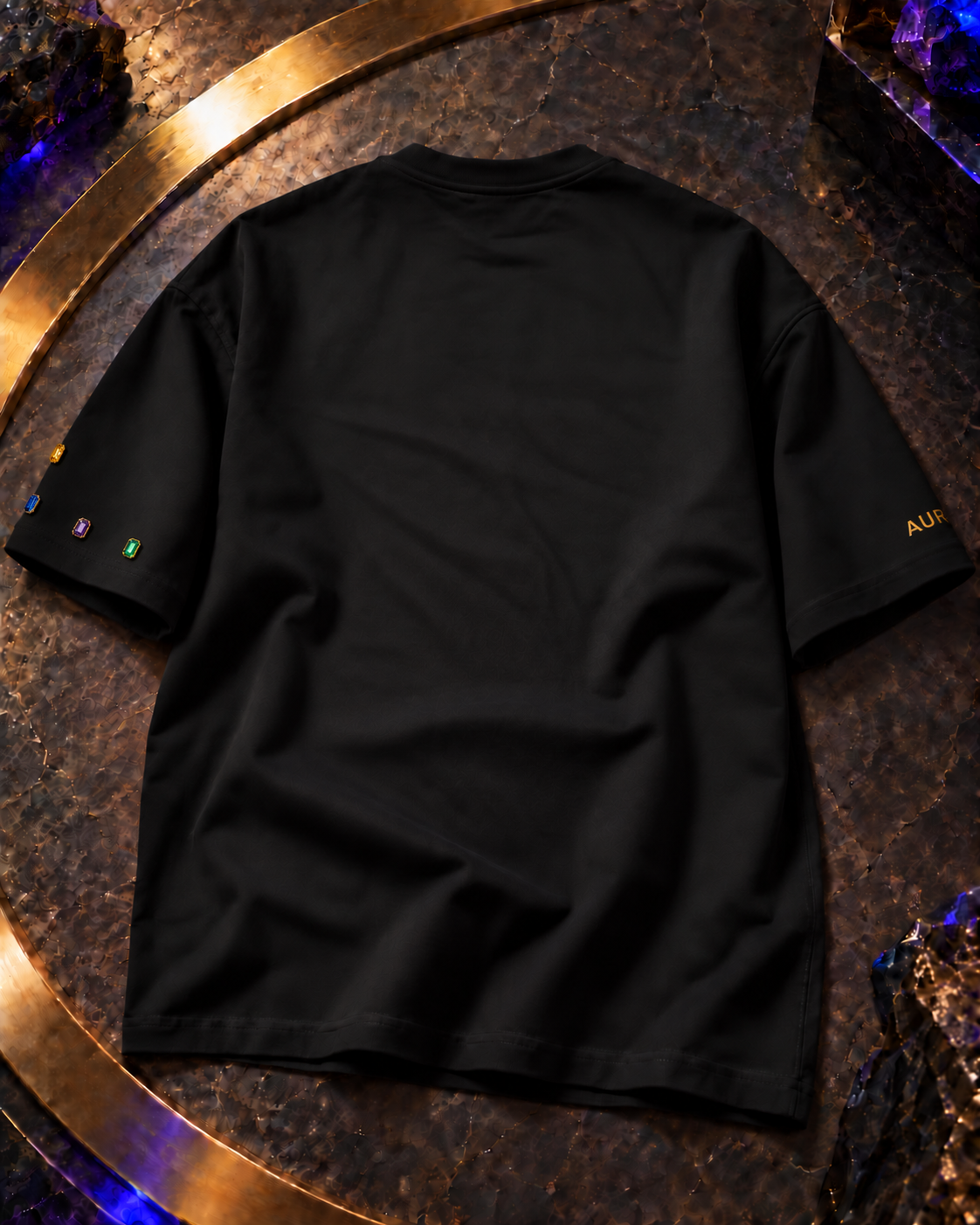 I Am Inevitable Sleeve Stones — Black — Raised centre — back view #Color_Black#Stone design_Raised centre