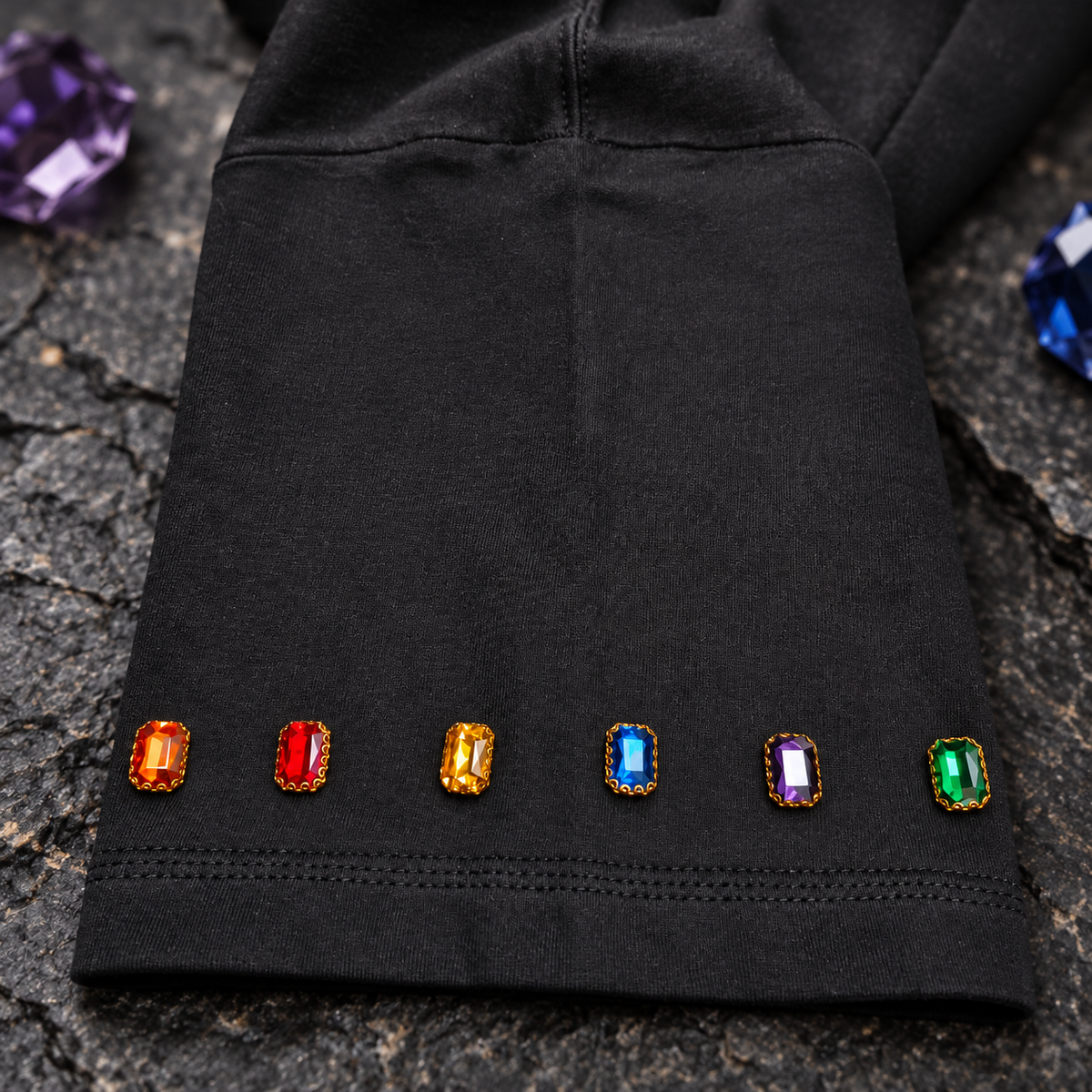 I Am Inevitable Sleeve Stones — Black — Straight row — artwork detail #Color_Black#Stone design_Straight row