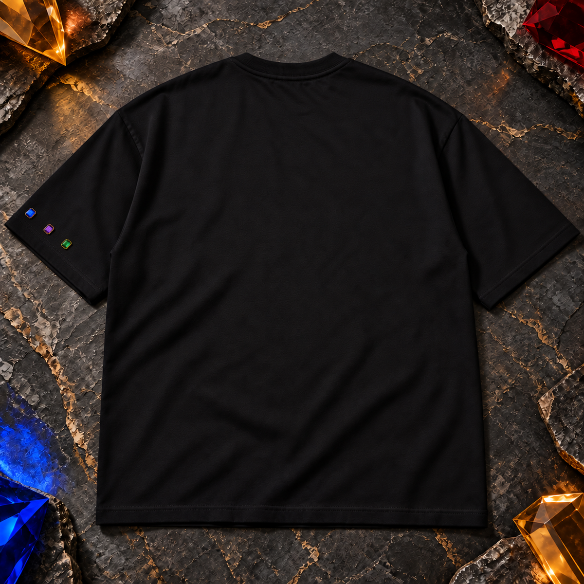 I Am Inevitable Sleeve Stones — Black — Straight row — back view #Color_Black#Stone design_Straight row