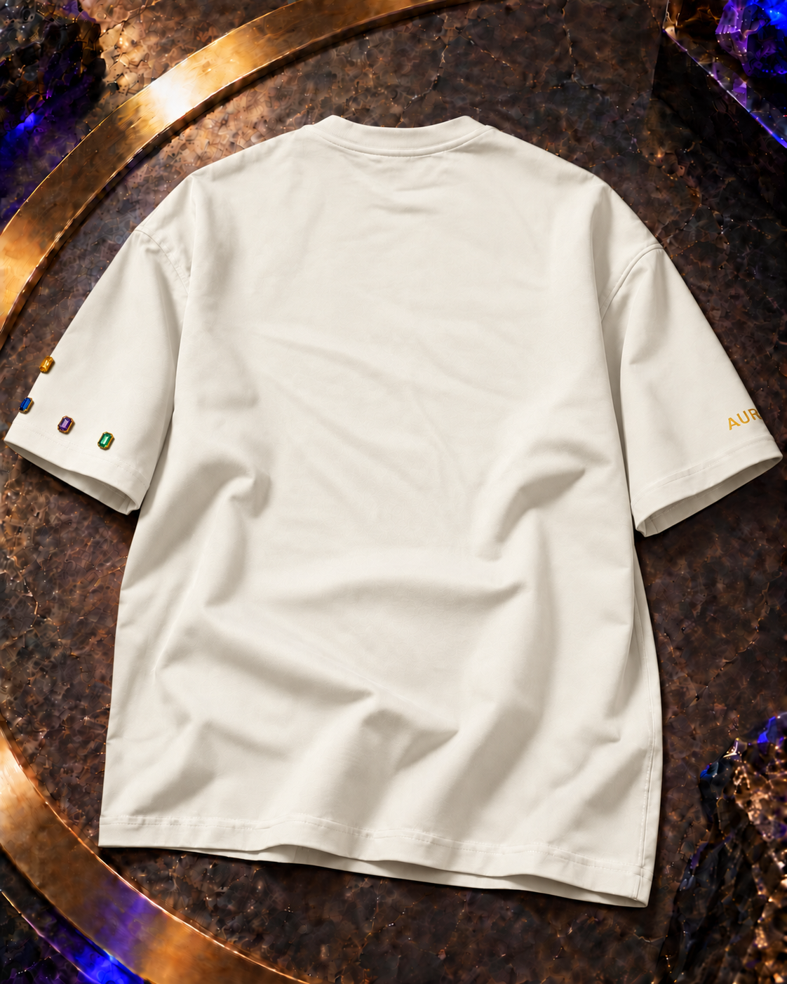 I Am Inevitable Sleeve Stones — Off White — Raised centre — back view #Color_Off White#Stone design_Raised centre