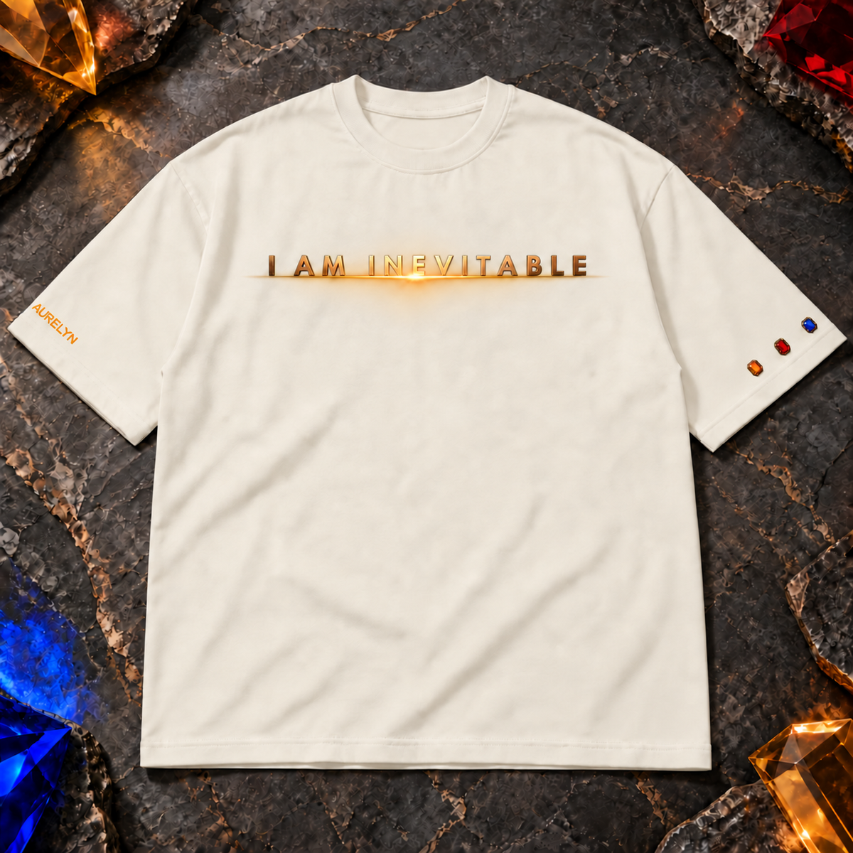 I Am Inevitable Sleeve Stones — Off White — Straight row — product view #Color_Off White#Stone design_Straight row