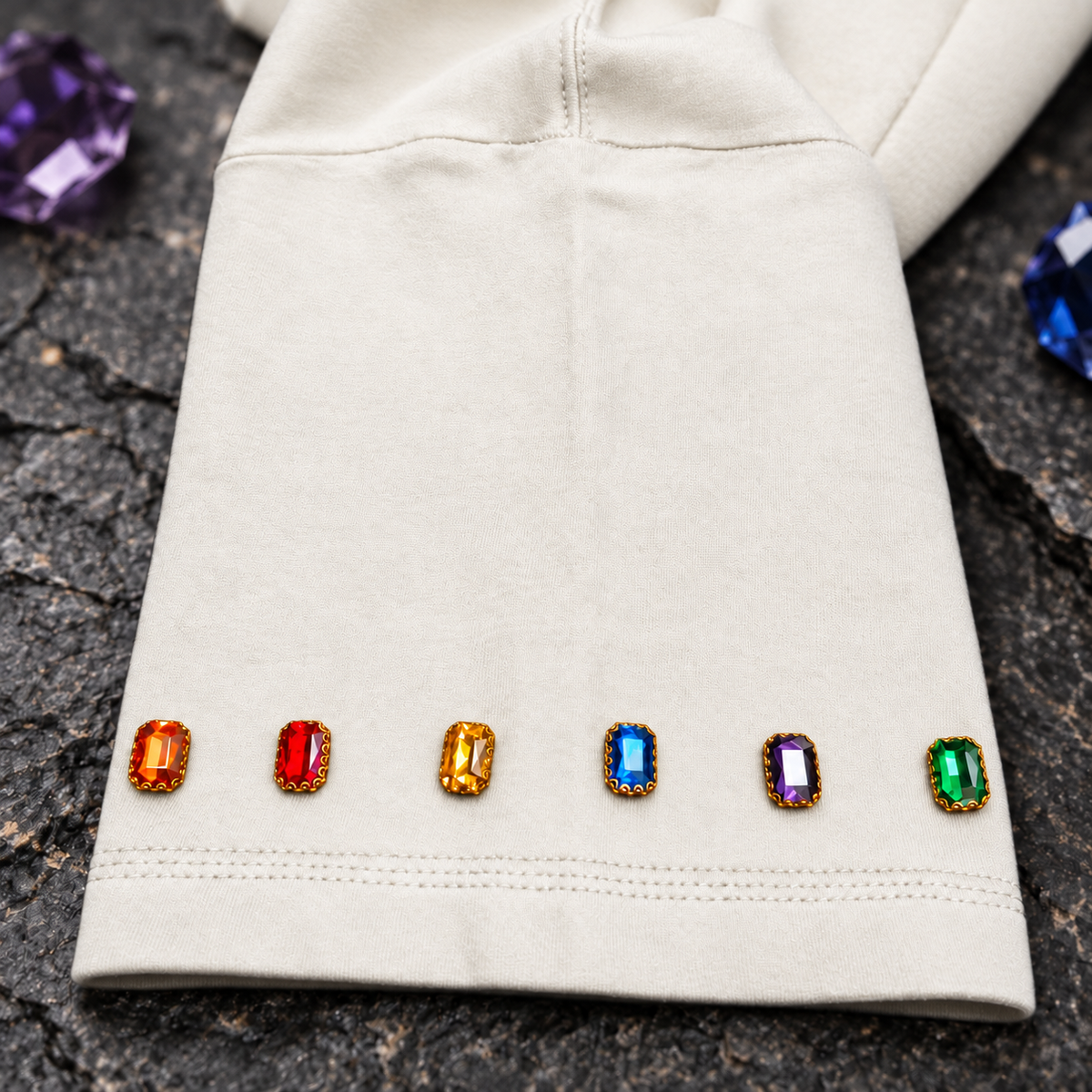 I Am Inevitable Sleeve Stones — Off White — Straight row — artwork detail #Color_Off White#Stone design_Straight row
