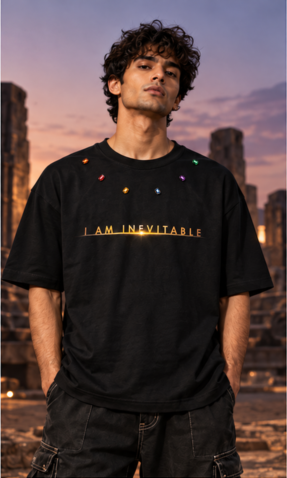 Inevitable Reign Neck Stones — Black — Curved row — oversized styling #Color_Black#Stone design_Curved row