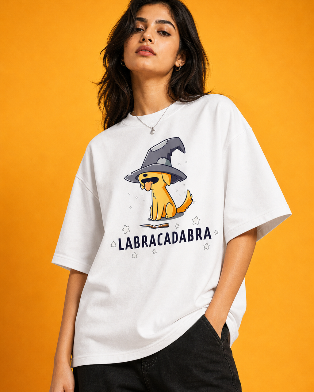 Labracadabra Unisex Oversized Tee - female model styling