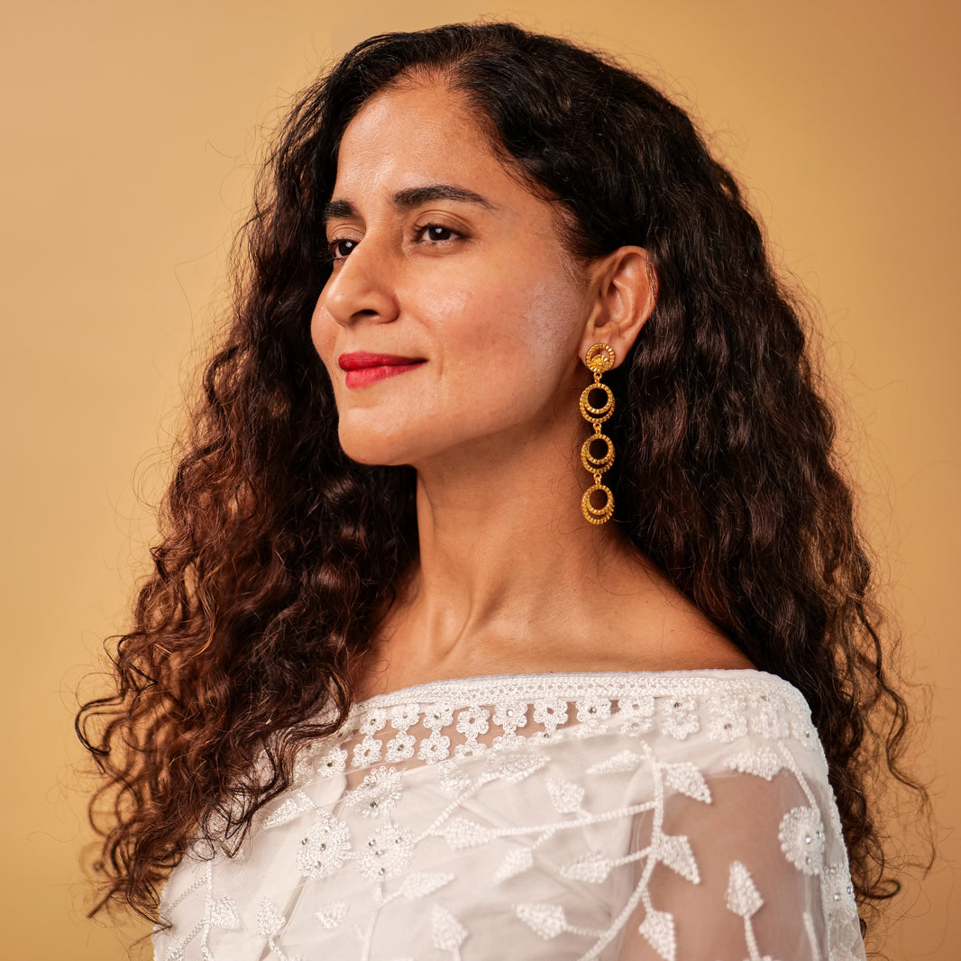 Pataka Earrings – worn by a model