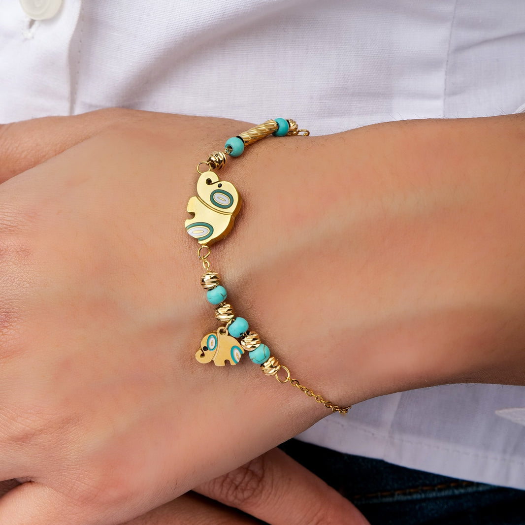 Elephant Charm Bracelet – worn by a model