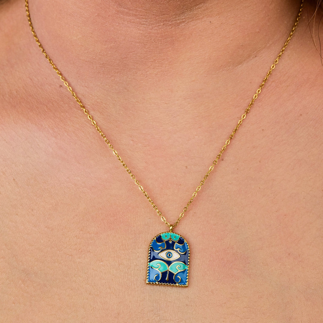 Majestic Eye Pendant with Necklace – worn by a model