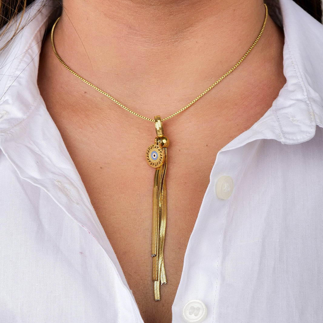 Tassel of Protection Necklace – worn by a model