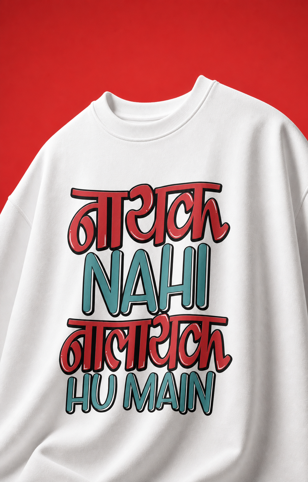 Nayak Nahi Nalayak Hu Main Unisex Oversized Tee in white - front
