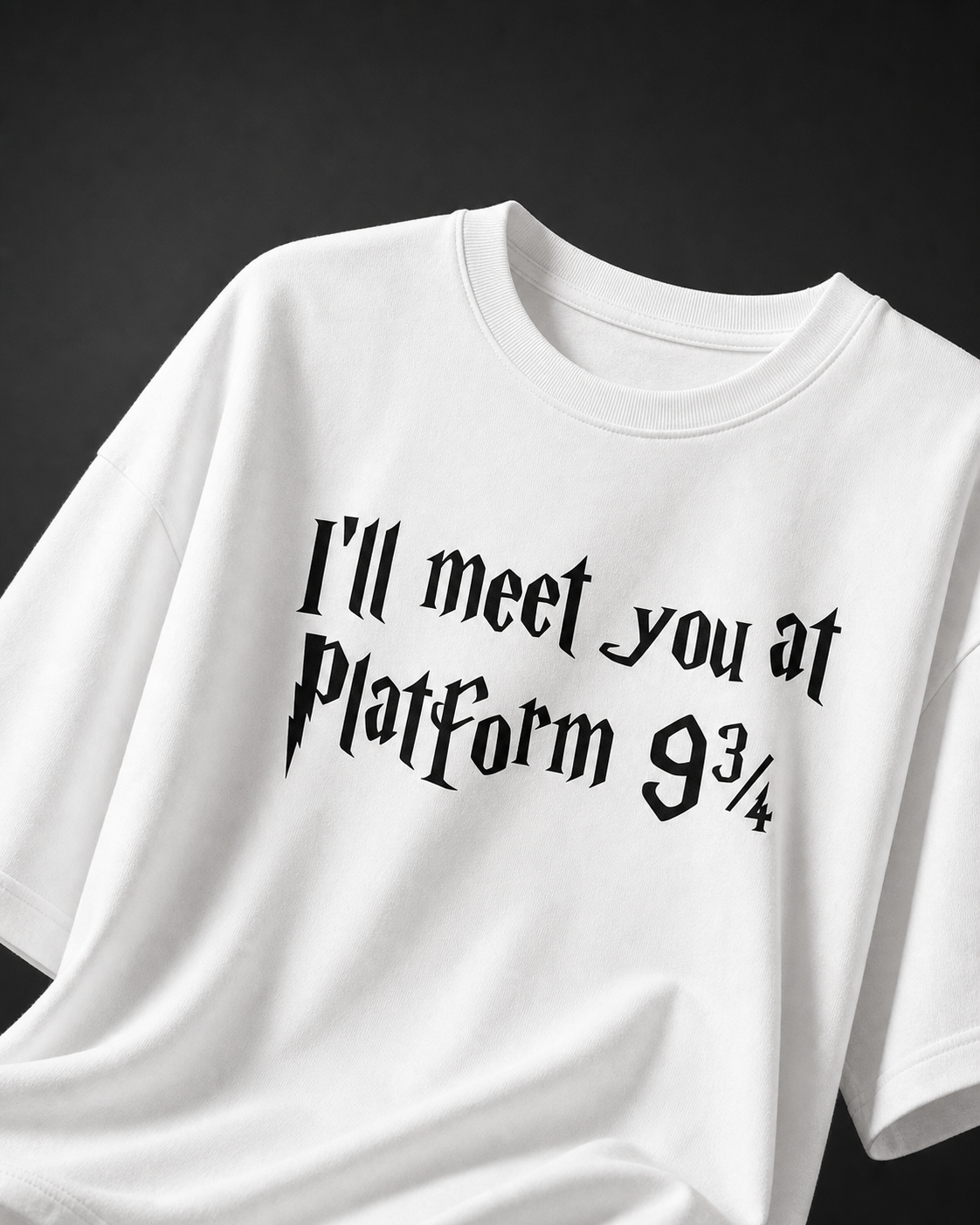 Platform Nine Three Quarters Unisex Oversized Tee in white - front