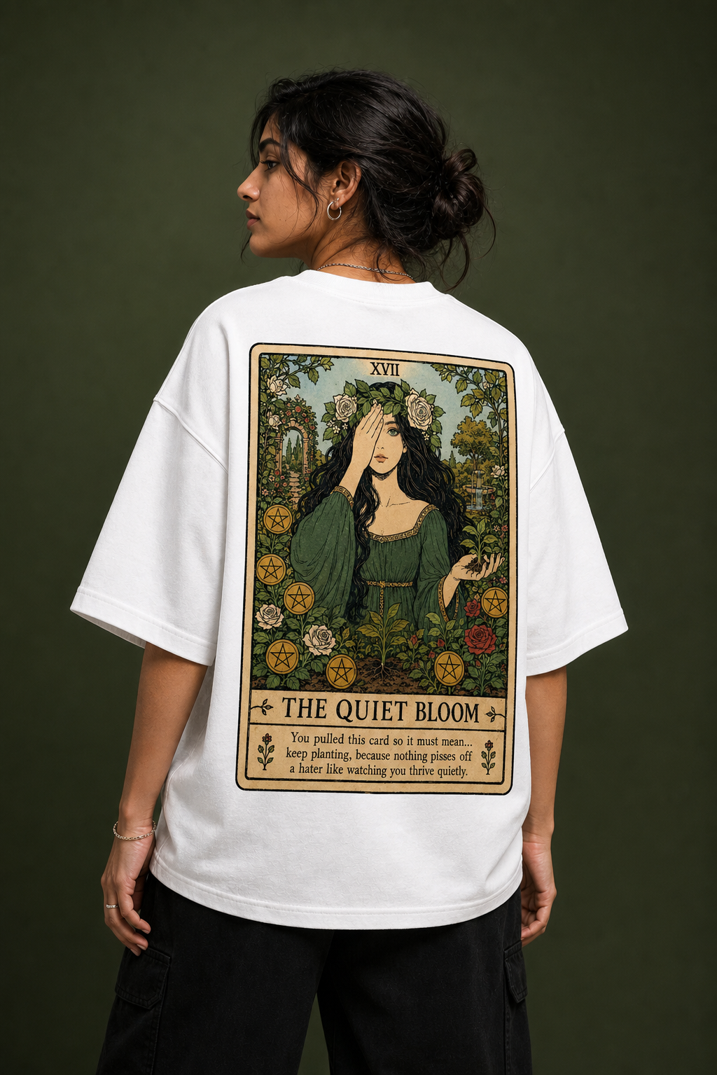 The Quiet Bloom Unisex Oversized Tee - back view