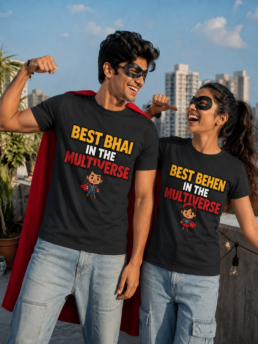 Best Bhai / Behen in the Multiverse Personalised Unisex T-Shirt - Regular Fit - product gallery