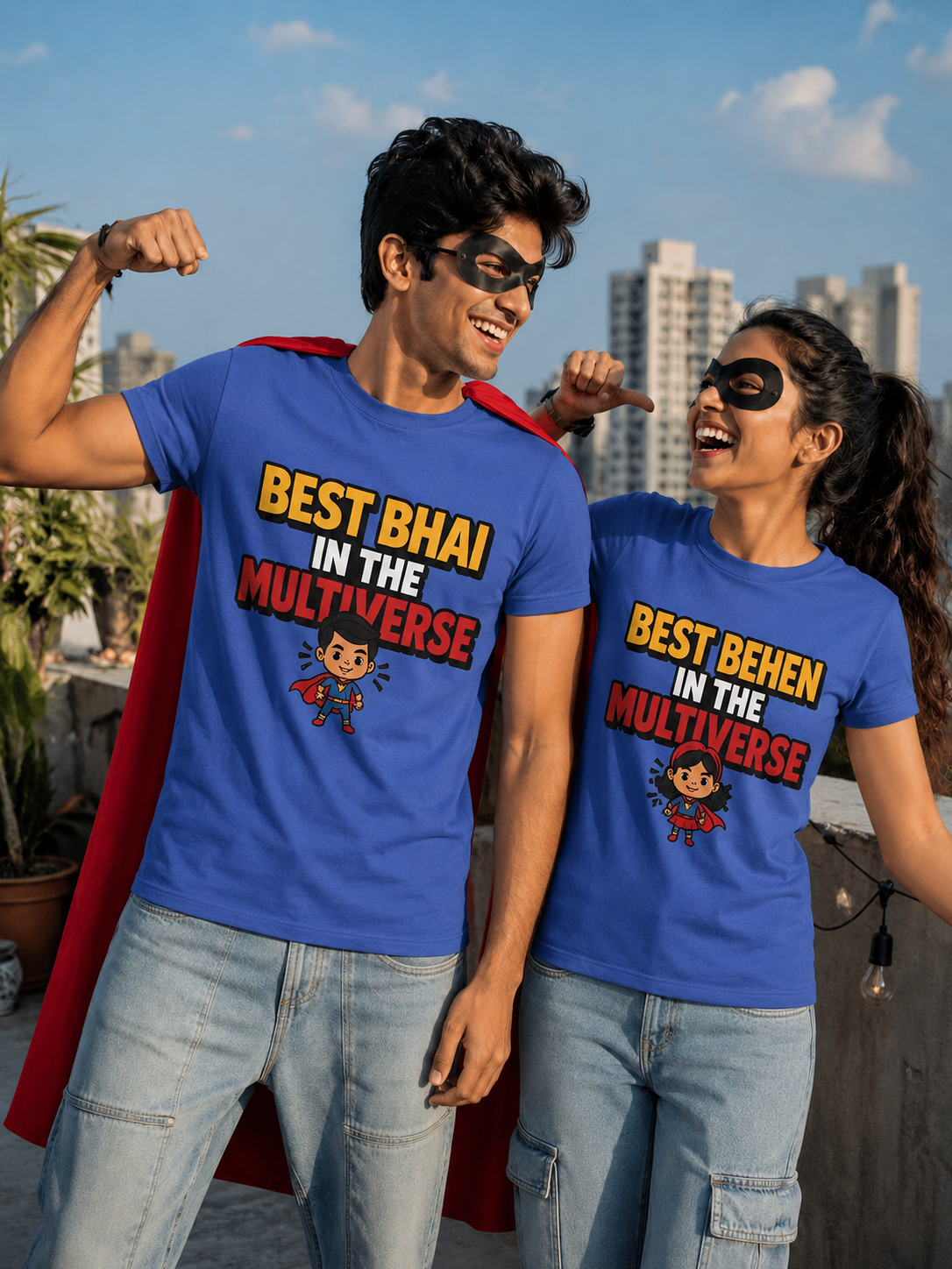 Best Bhai / Behen in the Multiverse Personalised Unisex T-Shirt - Regular Fit - product gallery